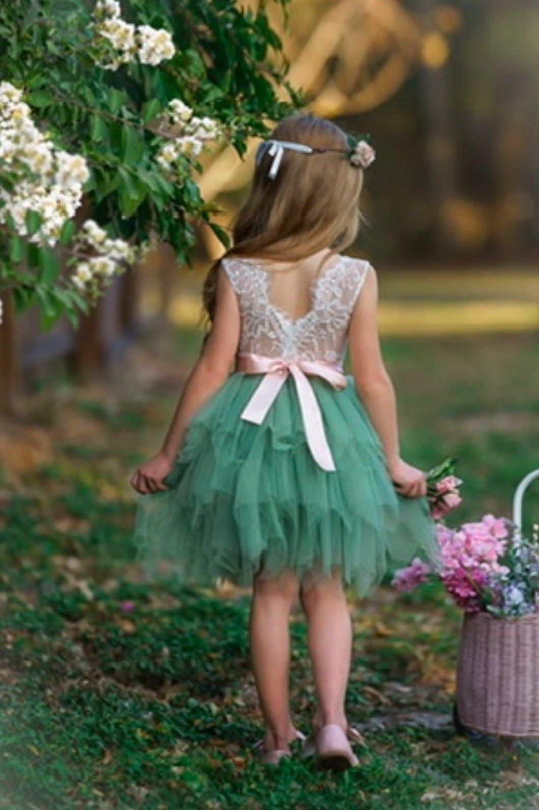 Tutu style flower girl dress / girls special occasion dress - The Little Kitten Boutique