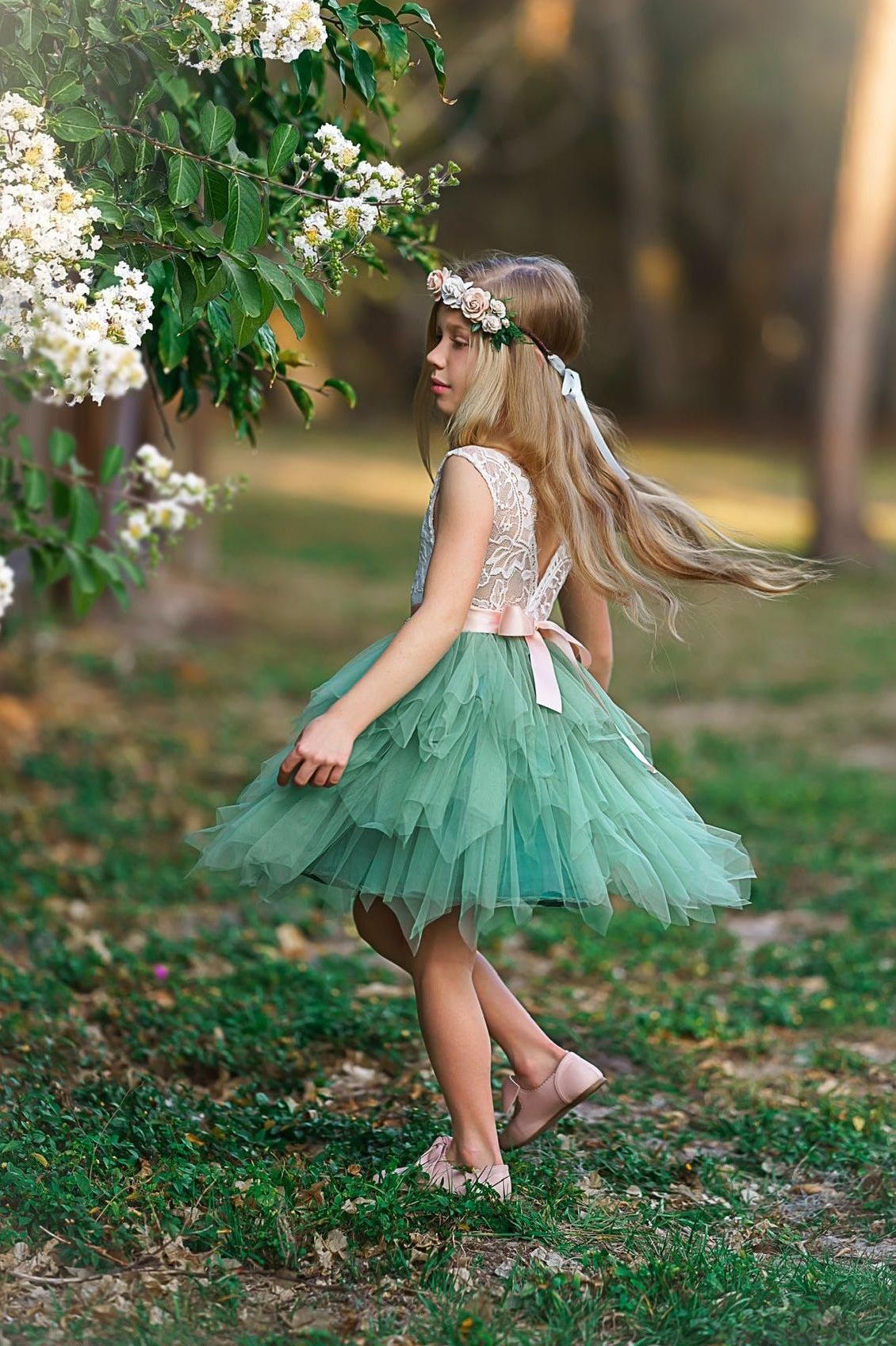 Tutu style flower girl dress / girls special occasion dress - The Little Kitten Boutique