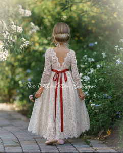 Long Sleeve Lace Flower Girl Dress