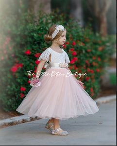 Butterfly Cap Sleeve Special Occasion Lace and tulle flower girl dress