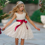 Sleeveless Knee Length Lace Flower Girl Dresses - The Little Kitten Boutique