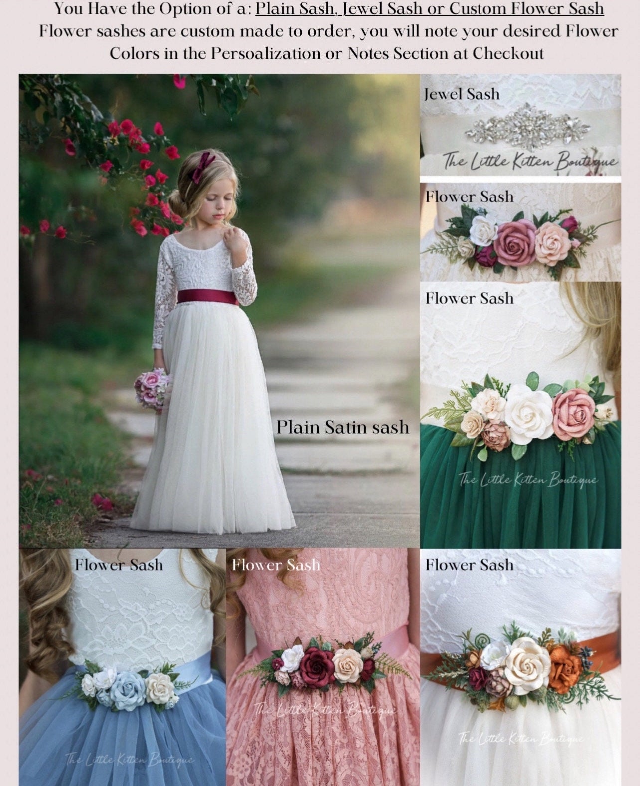 Short Sleeve Wildflower Floral Embroidered Flower Girl Dress- Champagne - The Little Kitten Boutique