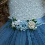 Dusty Blue, Layered flower girl dress / girls special occasion dress - The Little Kitten Boutique