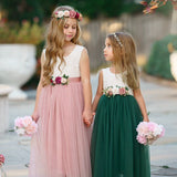 Sleeveless Tulle and Lace Flower Girl Dress - The Little Kitten Boutique