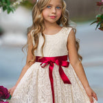 Sleeveless Knee Length Lace Flower Girl Dresses - The Little Kitten Boutique