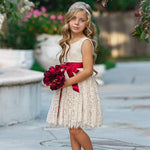 Sleeveless Knee Length Lace Flower Girl Dresses - The Little Kitten Boutique