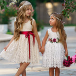 Sleeveless Knee Length Lace Flower Girl Dresses - The Little Kitten Boutique
