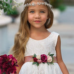 Sleeveless Knee Length Lace Flower Girl Dresses - The Little Kitten Boutique