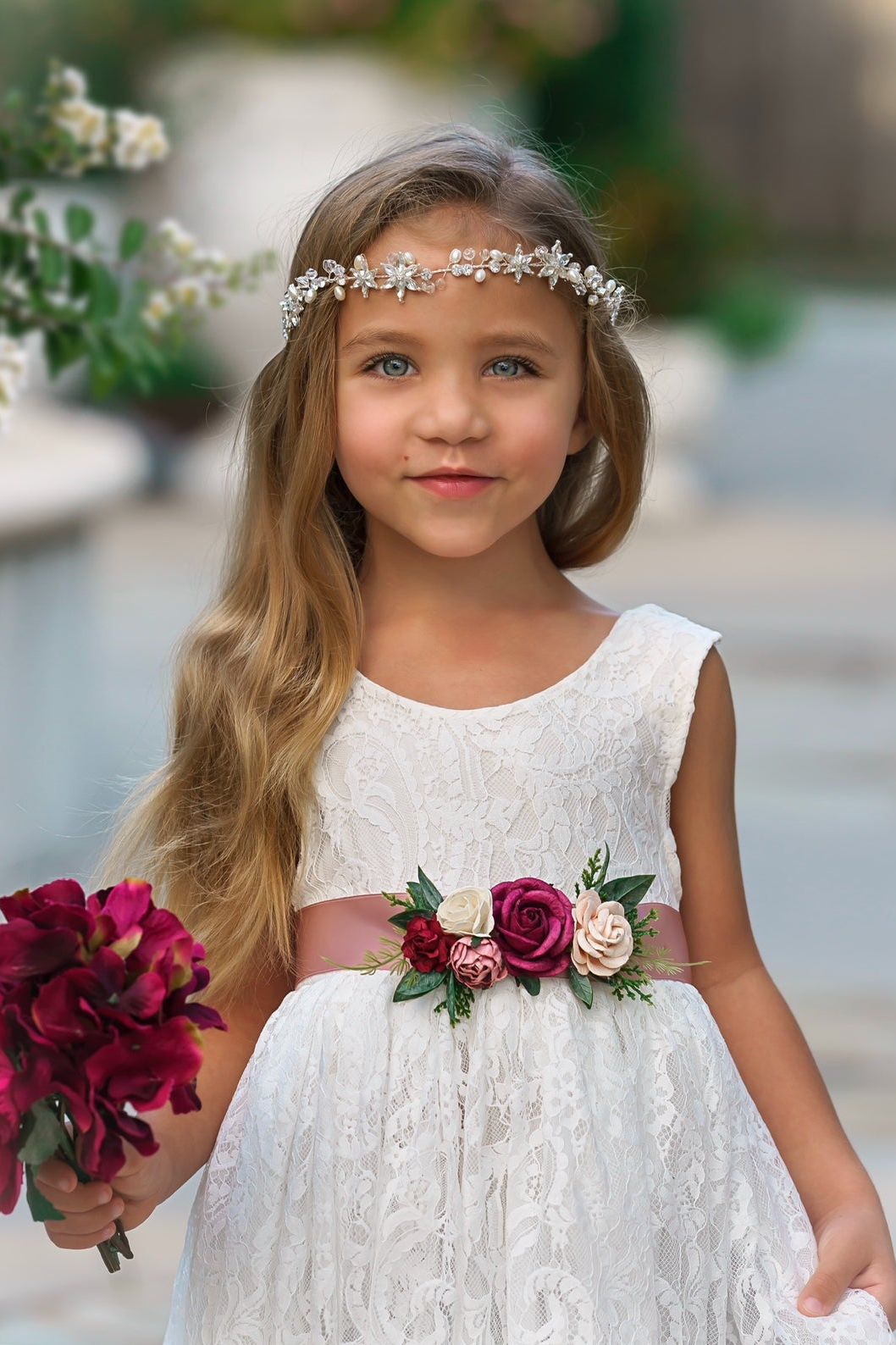 Sleeveless Knee Length Lace Flower Girl Dresses - The Little Kitten Boutique