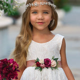 Sleeveless Knee Length Lace Flower Girl Dresses - The Little Kitten Boutique