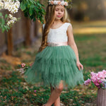Dusty Blue, Layered flower girl dress / girls special occasion dress - The Little Kitten Boutique