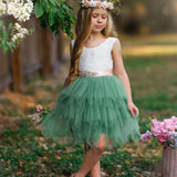 Dusty Blue, Layered flower girl dress / girls special occasion dress - The Little Kitten Boutique