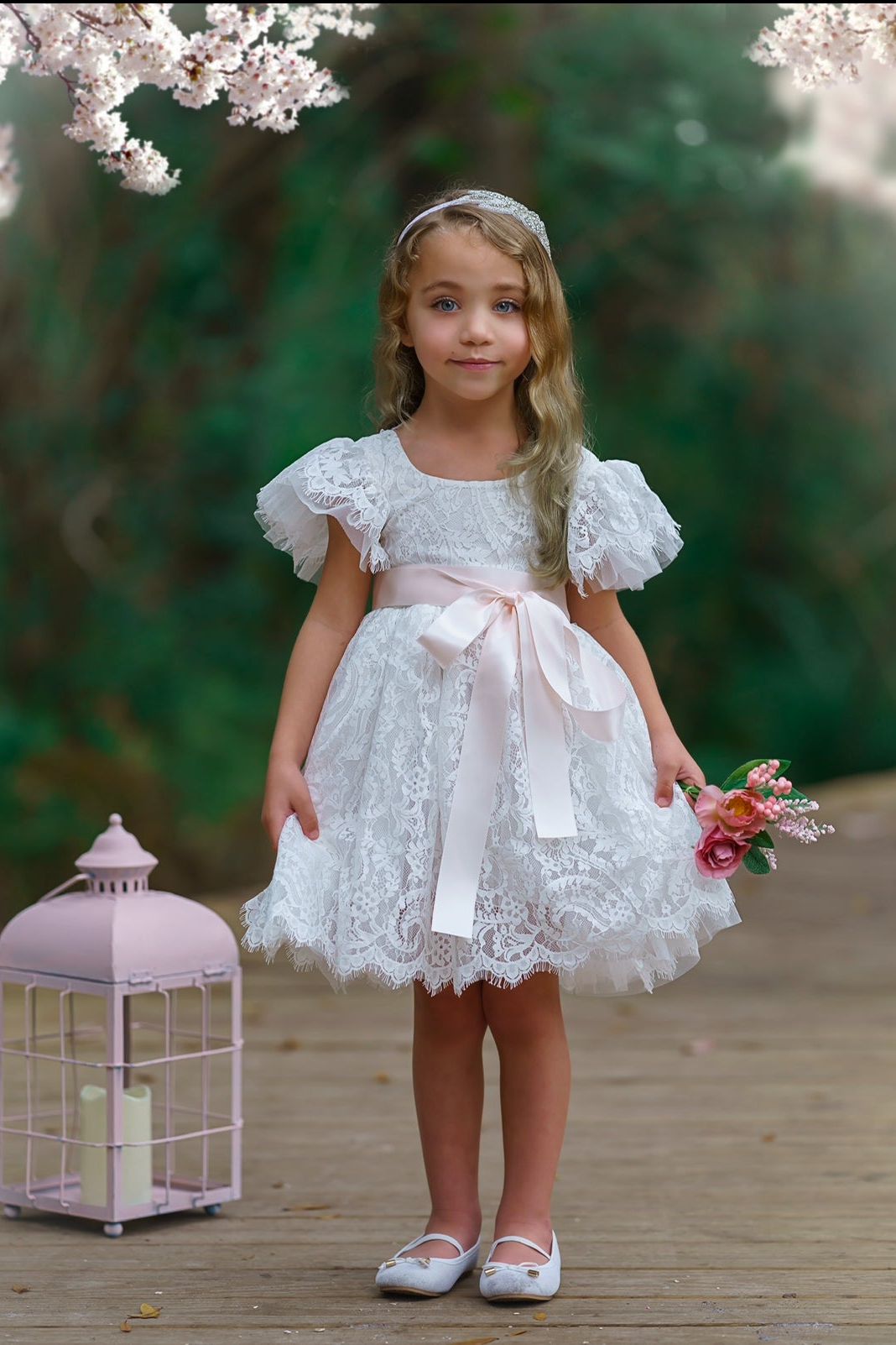 Flower Girl Dress / Special Occasion Dress for Girls, with Ruffle Sleeve - The Little Kitten Boutique