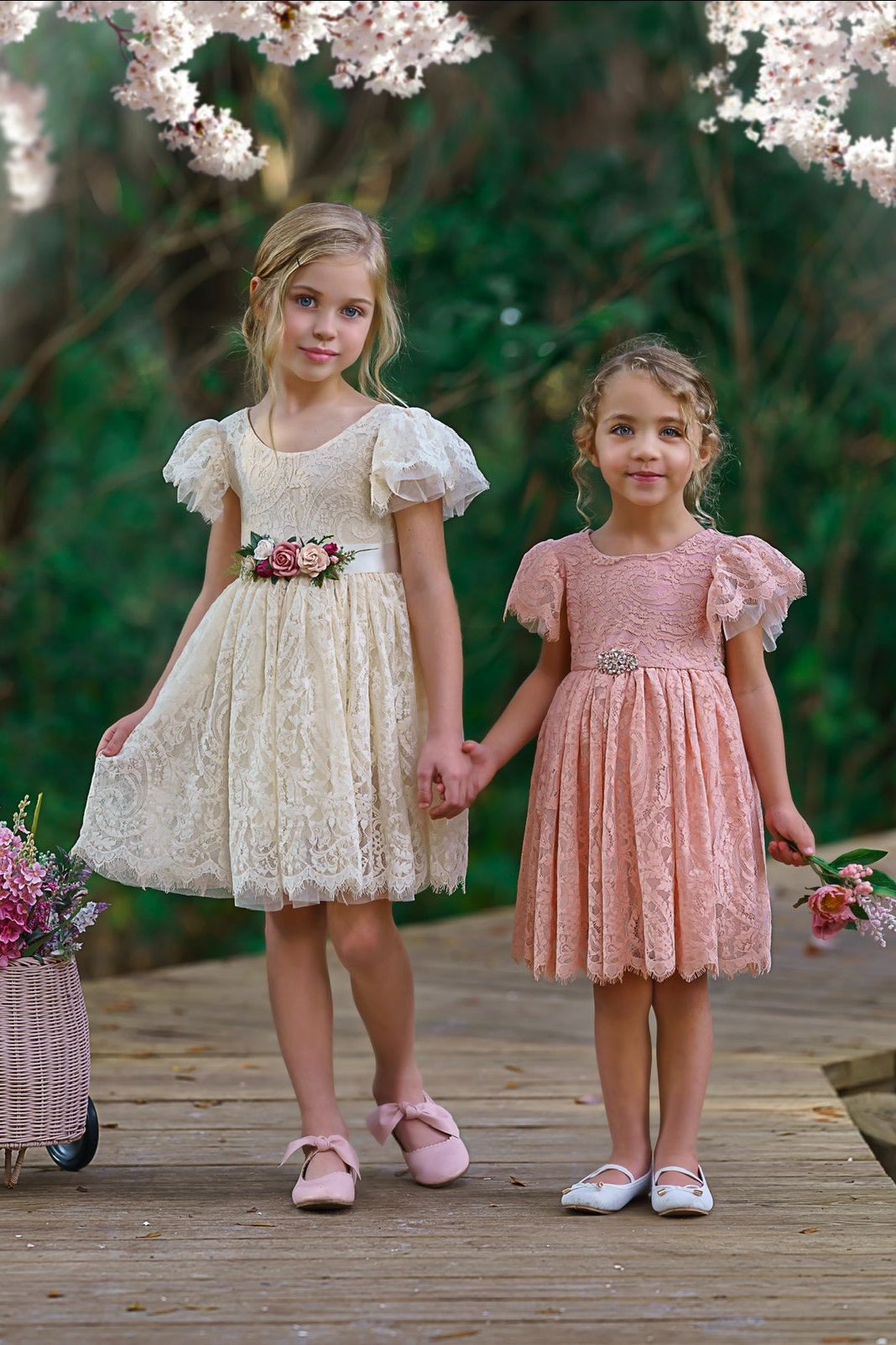 Flower Girl Dress / Special Occasion Dress for Girls, with Ruffle Sleeve - The Little Kitten Boutique
