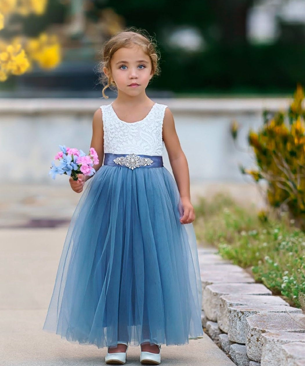 Rustic Lace Boho Style Flower Girl Dress - The Little Kitten Boutique
