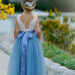 Rustic Lace Boho Style Flower Girl Dress - The Little Kitten Boutique