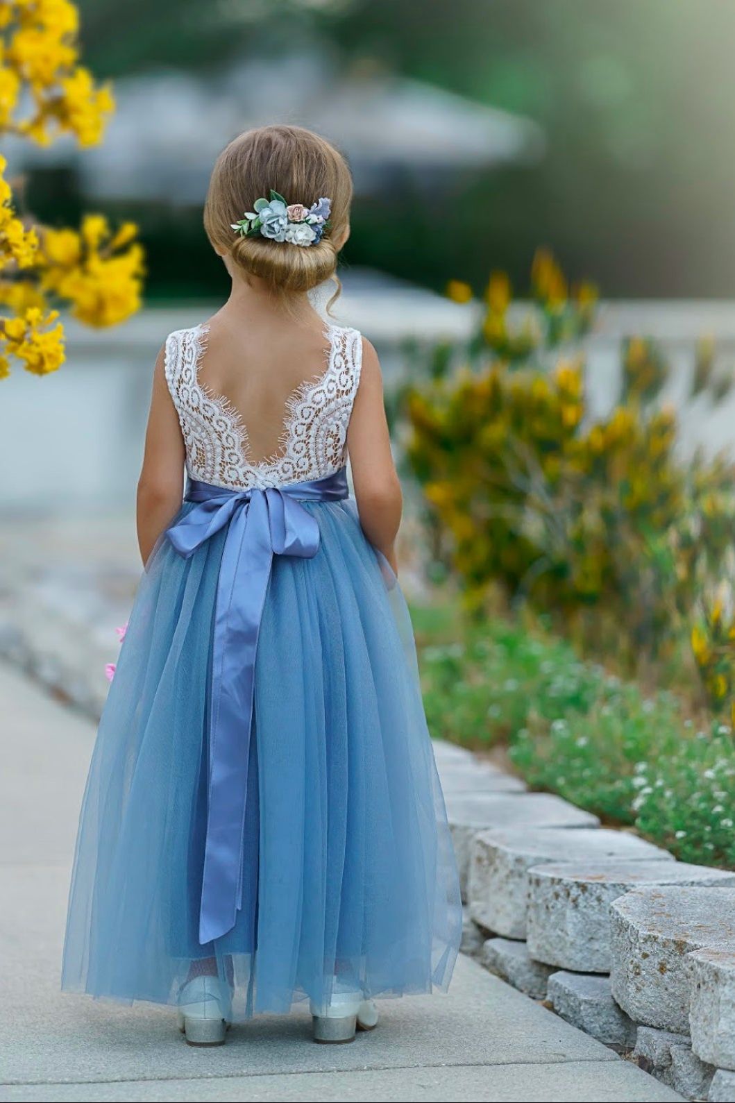 Rustic Lace Boho Style Flower Girl Dress - The Little Kitten Boutique