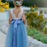 Rustic Lace Boho Style Flower Girl Dress - The Little Kitten Boutique