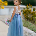 Rustic Lace Boho Style Flower Girl Dress - The Little Kitten Boutique