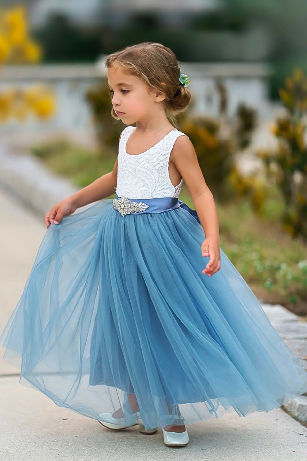Rustic Lace Boho Style Flower Girl Dress - The Little Kitten Boutique