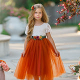 Fall Inspired Burnt Orange short sleeve flower girl dress - The Little Kitten Boutique