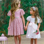 Flower Girl Dress / Special Occasion Dress for Girls, with Ruffle Sleeve - The Little Kitten Boutique