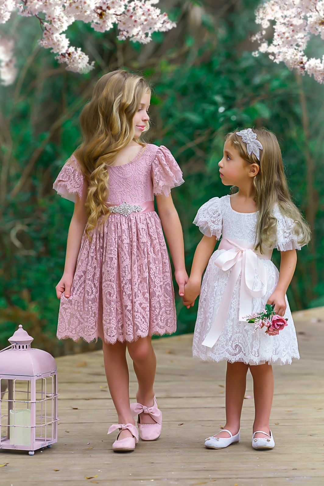 Flower Girl Dress / Special Occasion Dress for Girls, with Ruffle Sleeve - The Little Kitten Boutique
