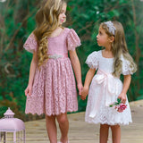 Flower Girl Dress / Special Occasion Dress for Girls, with Ruffle Sleeve - The Little Kitten Boutique