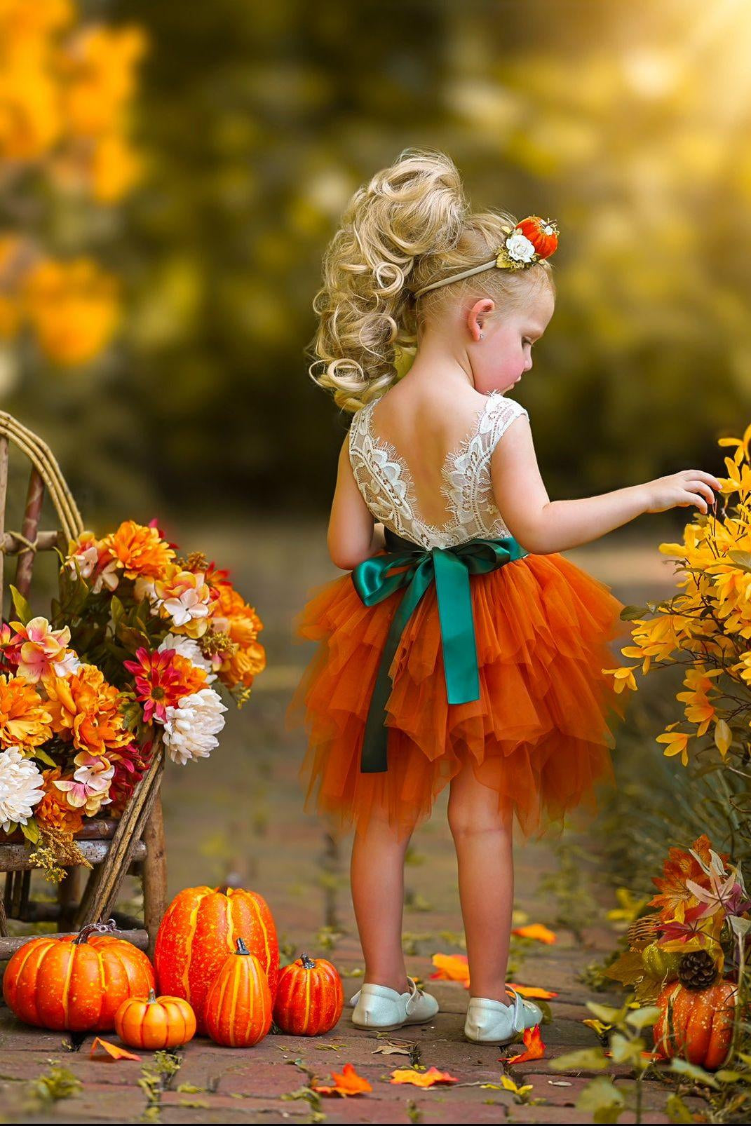 Cute as a Pumpkin - Girls Tutu Dress - The Little Kitten Boutique