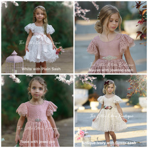 Flower Girl Dress / Special Occasion Dress for Girls, with Ruffle Sleeve