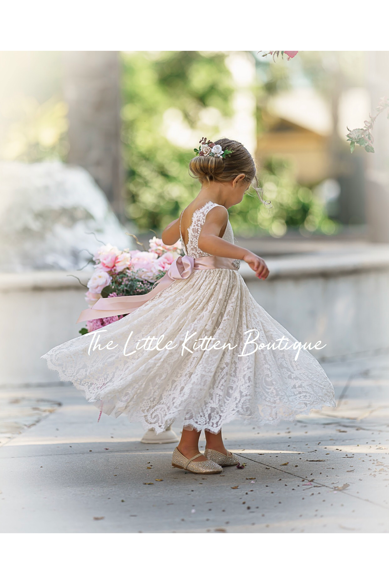 White and Ivory Lace Flower Girl Dresses – The Little Kitten Boutique