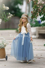 Dusty Blue and Sage Green tulle and lace Flower Girl dress