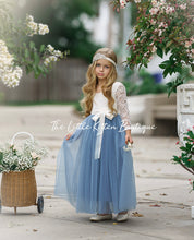 Dusty Blue and Sage Green tulle and lace Flower Girl dress
