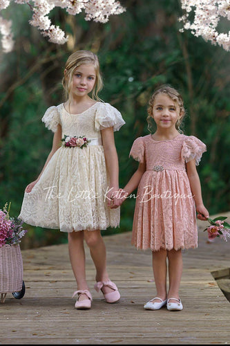 Flower Girl Dress / Special Occasion Dress for Girls, with Ruffle Sleeve