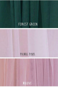 Mauve, Prima Pink and Florest Green Flower Girl Dresses