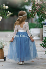 Dusty Blue and Sage Green tulle and lace Flower Girl dress