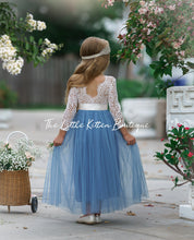 Dusty Blue and Sage Green tulle and lace Flower Girl dress