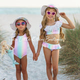 Pastel Rainbow Swimsuit - 1 piece bathing suit - The Little Kitten Boutique