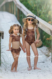 Girls Leopard Swimsuit - 1 piece bathing suit