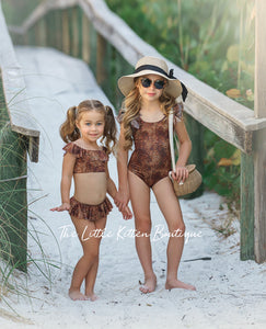 Girls Leopard Swimsuit - 1 piece bathing suit