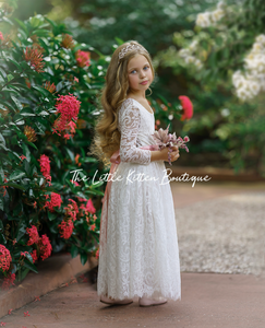 Long Sleeve Lace Flower Girl Dress
