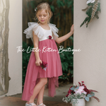 Blush Tulle High Low Flower Girl Dress / Girls Special Occasion Dress - The Little Kitten Boutique