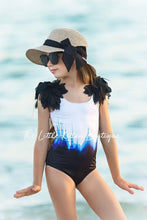 Girls Ombre Swimsuit - 1 piece bathing suit, petal sleeve