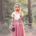 Lace Butterfly Cap Sleeve Special Occasion Lace and tulle flower girl dress - The Little Kitten Boutique