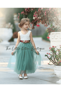 Tulle and Rustic Lace Style Flower Girl Dress
