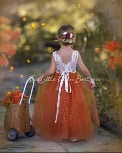 Long Sleeve and Sleeveless, Fall Inspired, Burnt Orange and Rust Flower Girl Dresses
