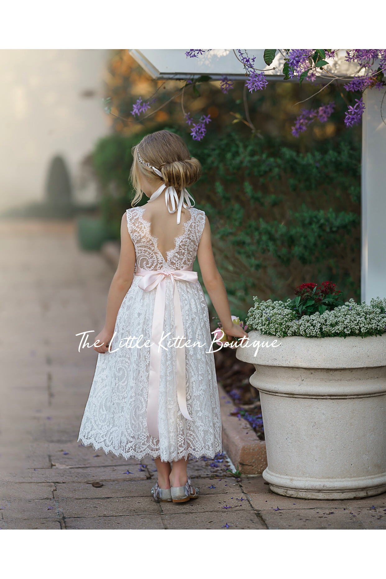 White and Ivory Lace Flower Girl Dresses – The Little Kitten Boutique