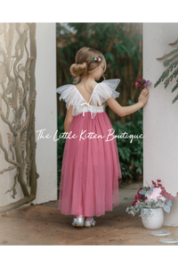 Blush Tulle High Low Flower Girl Dress / Girls Special Occasion Dress