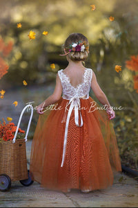 Sleeveless and Long Sleeve, Fall Inspired Burnt Orange and Rust Flower Girl Dresses