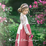 Princess Inspired, Long Sleeve Special Occasion Dress / Lace and tulle flower girl dress - The Little Kitten Boutique
